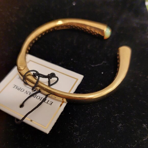 Shivam Ethiopia Opal 14kt Gold Plated Sterling Silver Cuff Bracelet NWT - Picture 2 of 3